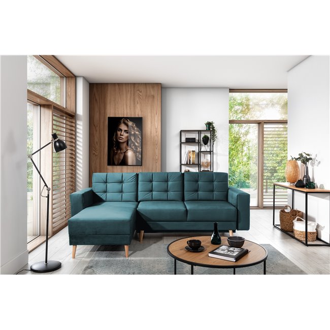 Corner sofa Elsgard L Reversible, Monolith 76, green, H93x248x162
