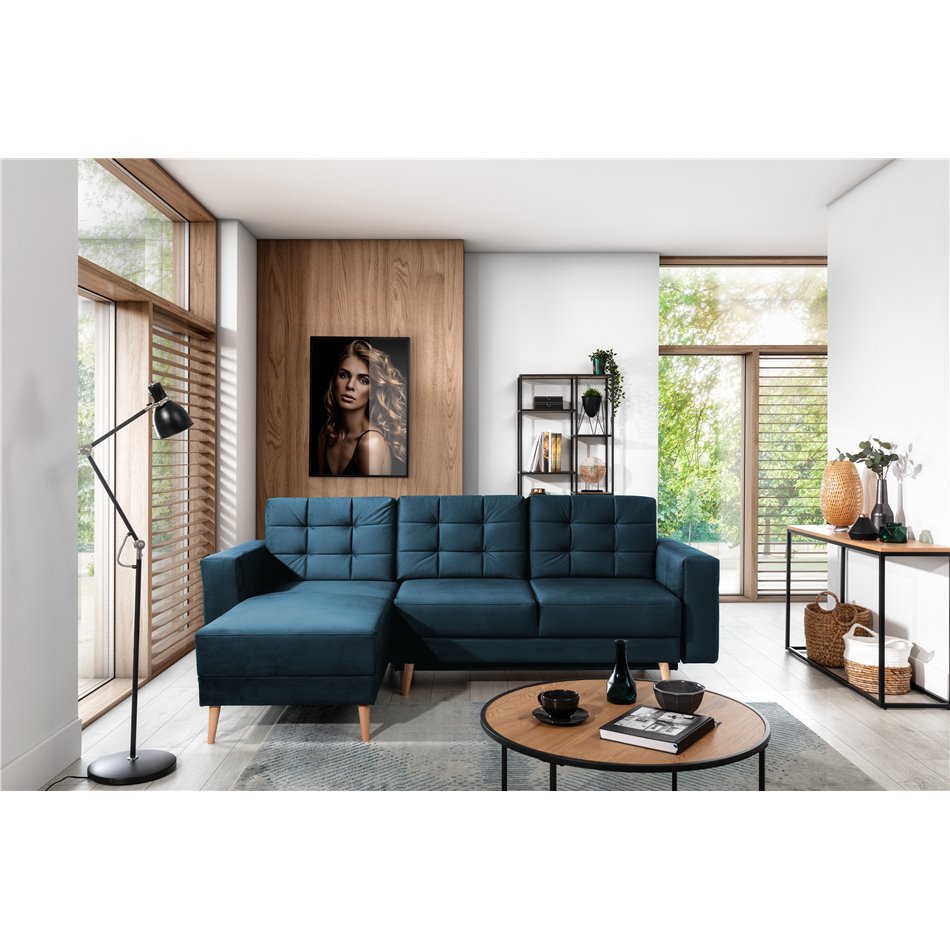 Corner sofa Elsgard L Reversible, Monolith 77, blue, H93x248x162