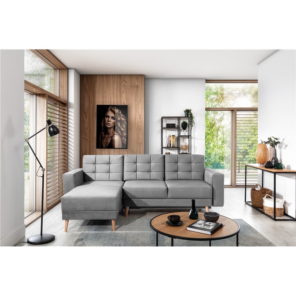 Corner sofa Elsgard L Reversible, Monolith 84, gray, H93x248x162