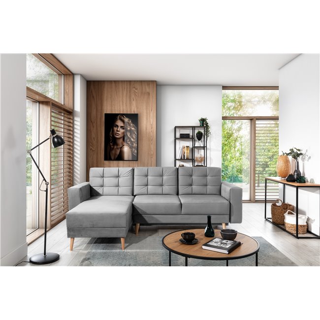 Corner sofa Elsgard L Reversible, Monolith 84, gray, H93x248x162