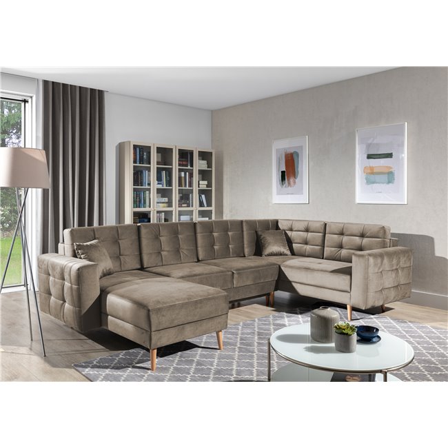 Corner sofa Elsgard U Reversible, Monolith 09, light brown, H93x326x202