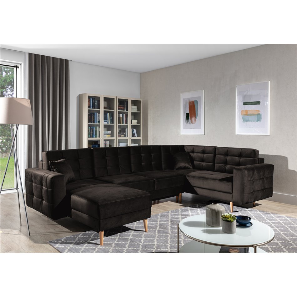 Corner sofa Elsgard U Reversible, Monolith 29, brown, H93x326x202
