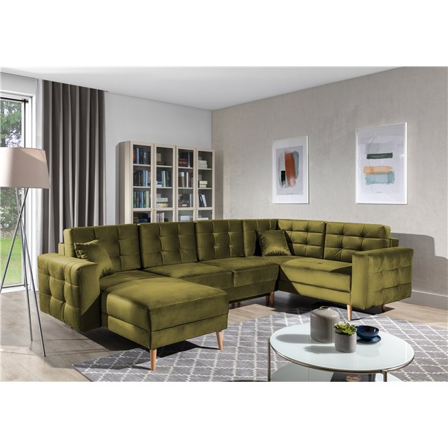 Corner sofa Elsgard U Reversible, Monolith 38, green, H93x326x202