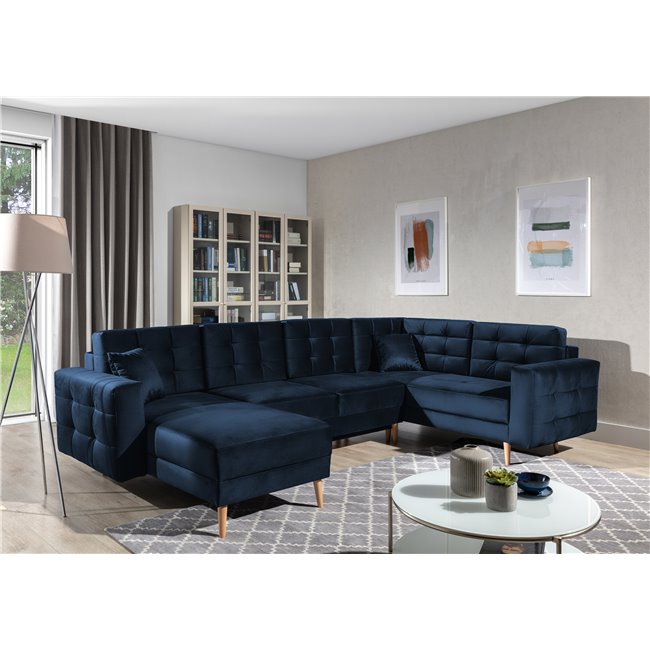 Corner sofa Elsgard U Reversible, Monolith 79, blue, H93x326x202