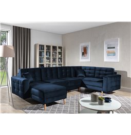 Corner sofa Elsgard U Reversible, Monolith 79, blue, H93x326x202