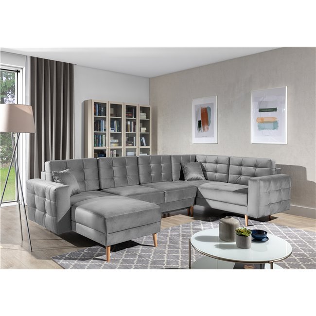 Corner sofa Elsgard U Reversible, Monolith 84, gray, H93x326x202