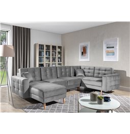 Corner sofa Elsgard U Reversible, Monolith 84, gray, H93x326x202