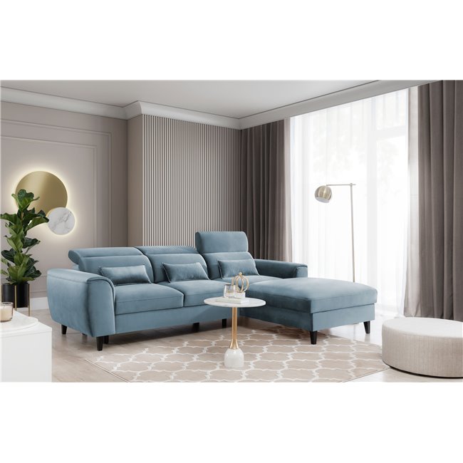 Corner sofa Elfoble R, Velvetmat 100, blue, H100x267x196