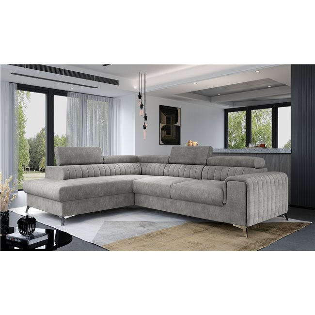 Corner sofa Elaurence L, Dora 90, gray, H92x278x205