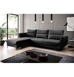 Corner sofa Elsilva L, Flores 10, black, H100x276x201