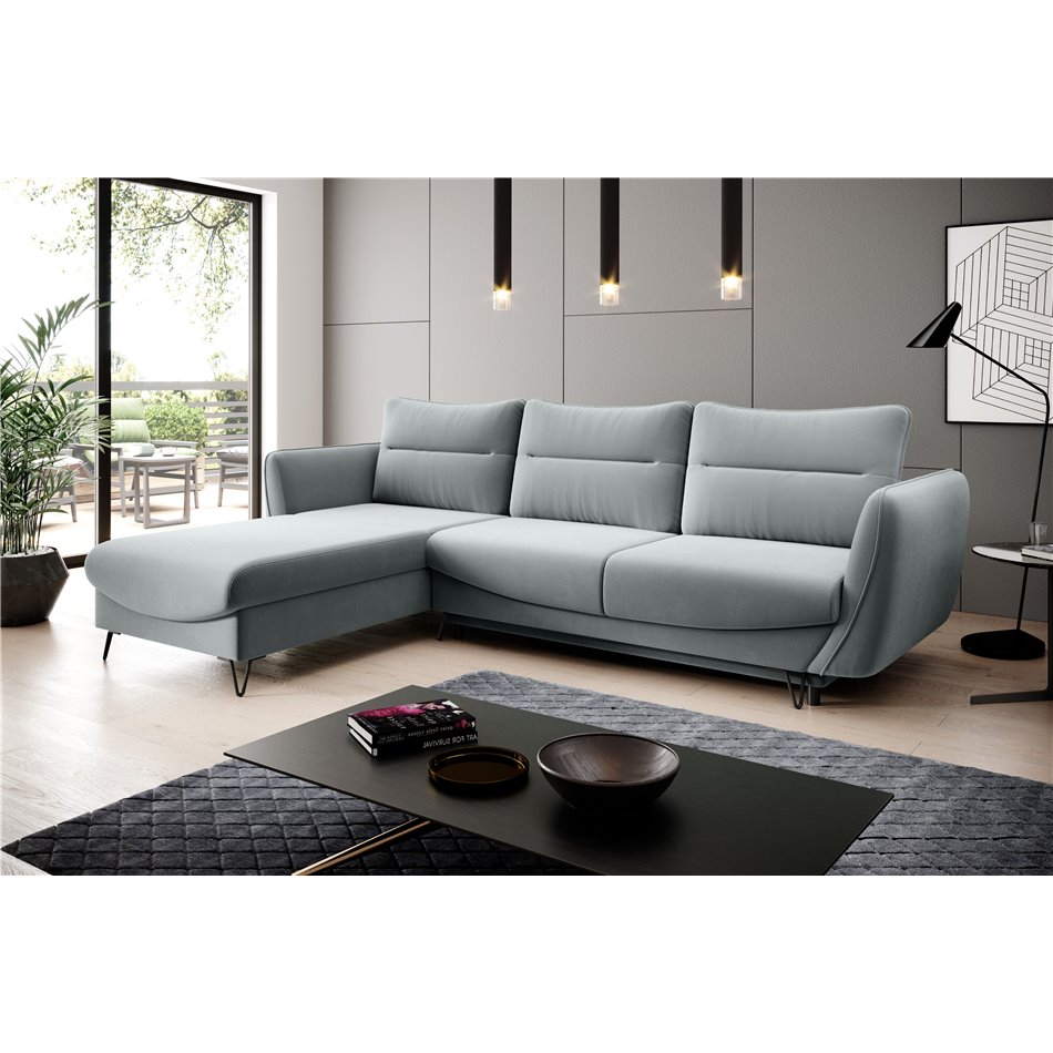 Corner sofa Elsilva L, Savoi 100, gray, H100x276x201