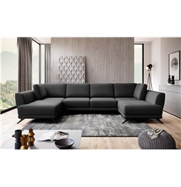 Угловой диван Elarco Symmetrical, Flores 10, черный, H90x362x191