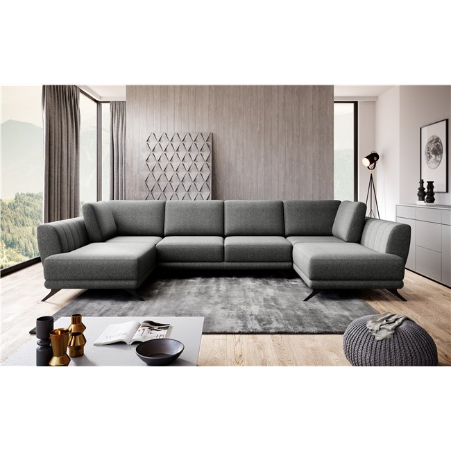 Corner sofa Elarco Symmetrical, Flores 4, gray, H90x362x191