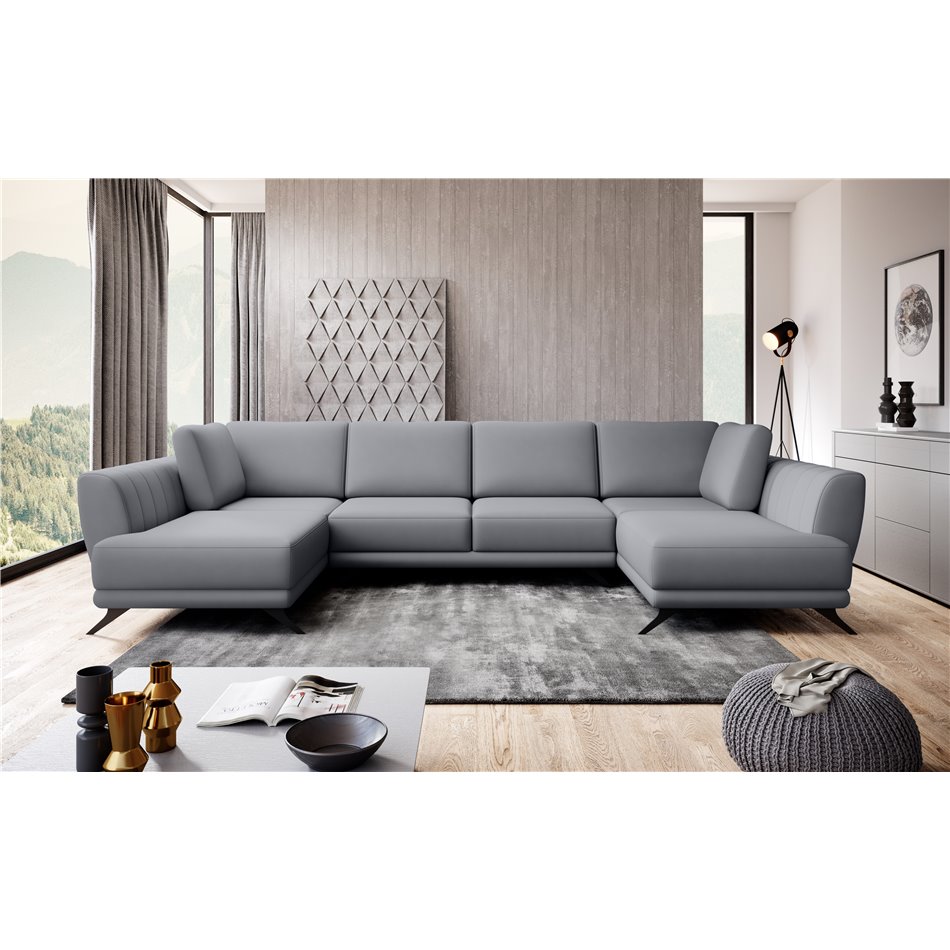 Угловой диван Elarco Symmetrical, Poco 4, серый, H90x362x191