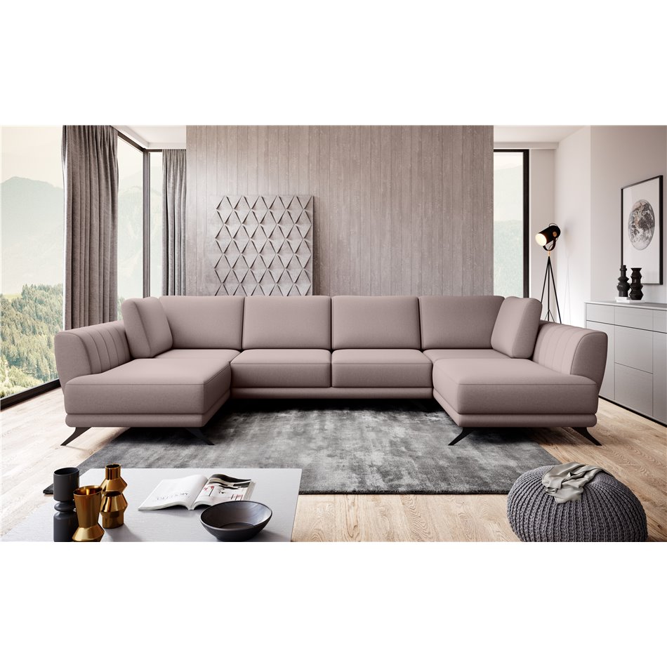 Corner sofa Elarco Symmetrical, Gojo 101, pink, H90x362x191