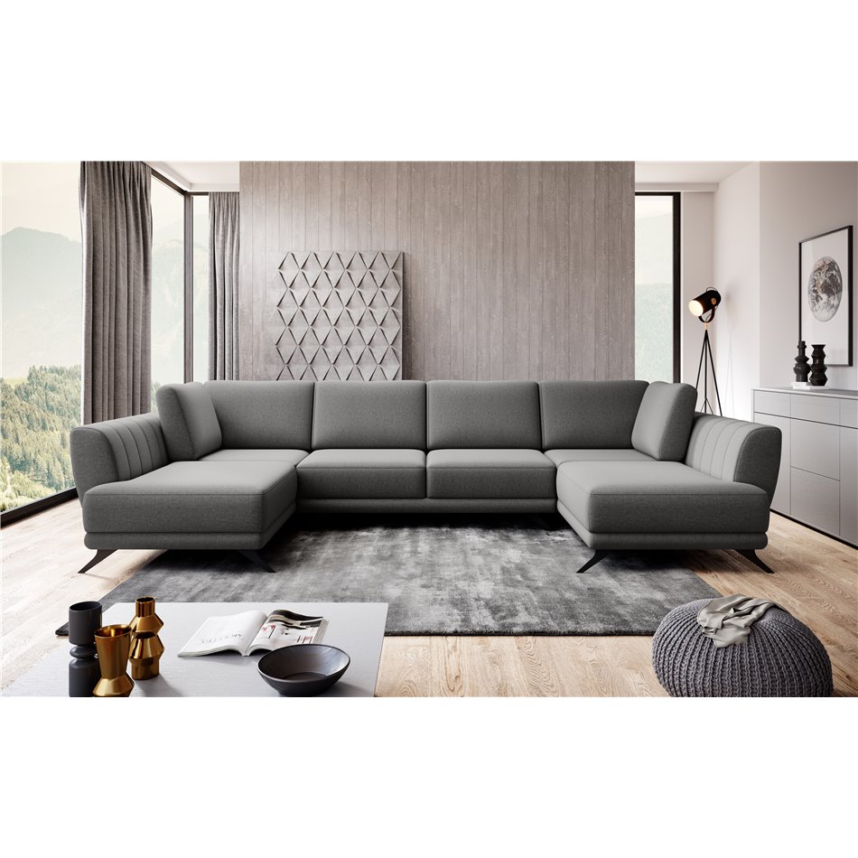 Corner sofa Elarco Symmetrical, Gojo 5, gray, H90x362x191