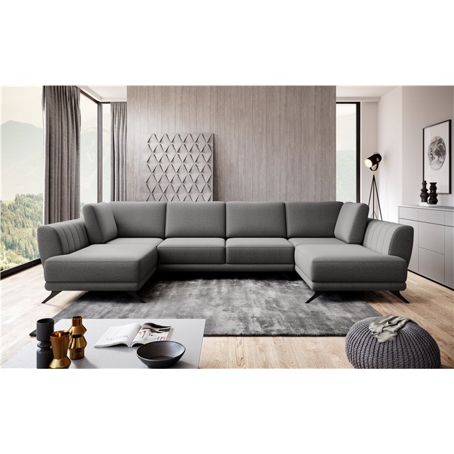 Corner sofa Elarco Symmetrical, Gojo 5, gray, H90x362x191