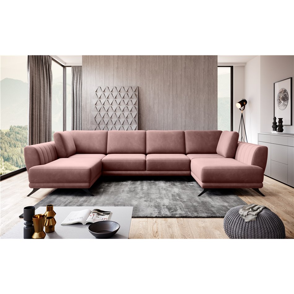 Corner sofa Elarco Symmetrical, Lukso 24, pink, H90x362x191