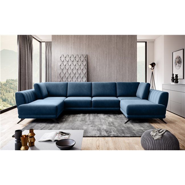 Corner sofa Elarco Symmetrical, Lukso 40, blue, H90x362x191