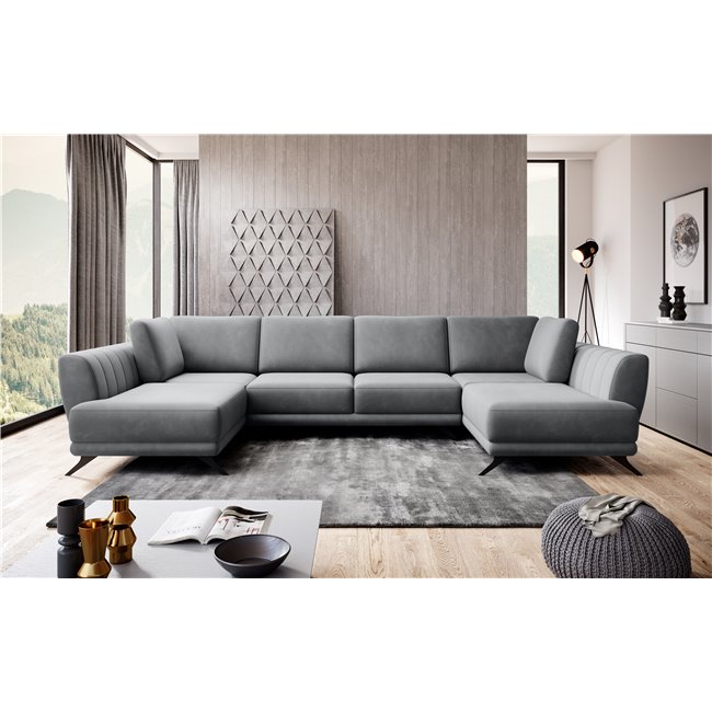 Corner sofa Elarco Symmetrical, Sola 6, gray, H90x362x191
