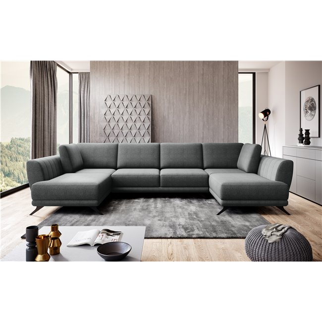Corner sofa Elarco Symmetrical, Vero 5, gray, H90x362x191