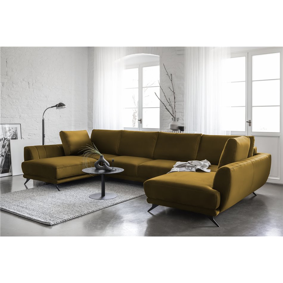 Corner sofa Elarco Symmetrical, Loco 45, yellow, H90x362x191