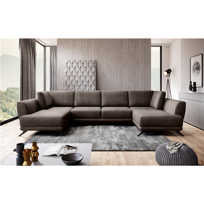 Corner sofa Elarco Symmetrical, Nube 22, brown, H90x362x191