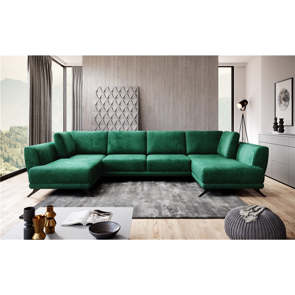 Corner sofa Elarco Symmetrical, Nube 35, green, H90x362x191