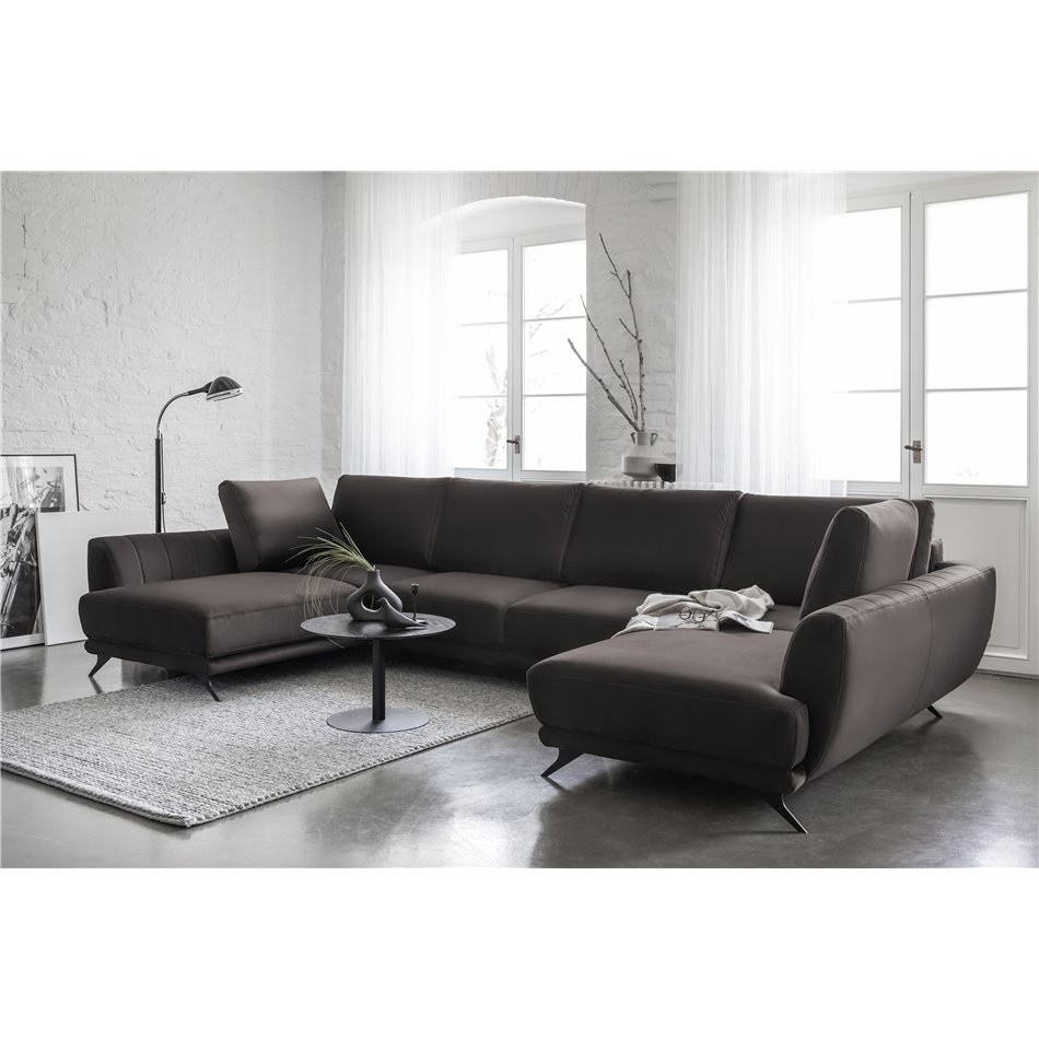 Corner sofa Elarco Symmetrical, Riviera 97, gray, H90x362x191