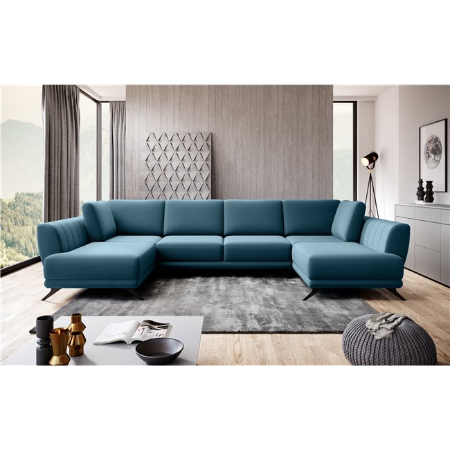 Corner sofa Elarco Symmetrical, Savoi 38, blue, H90x362x191