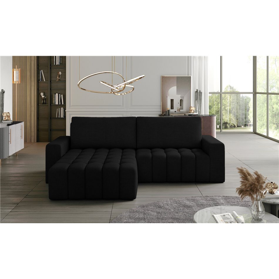 Corner sofa Ebonett L, Sawana 14, black, H92x250x175