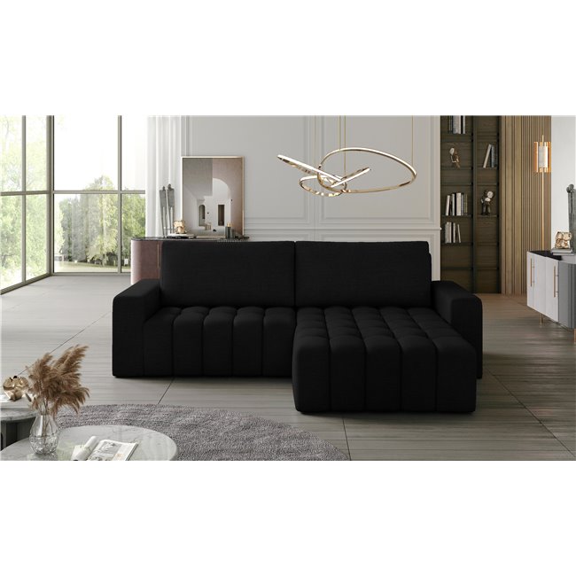 Corner sofa Ebonett R, Sawana 14, black, H92x250x175