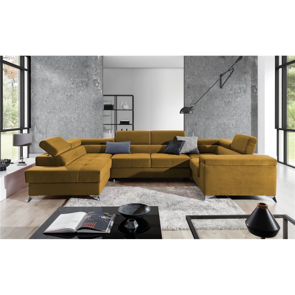 Corner sofa Elago L, Monolith 48, yellow, H88x208x43