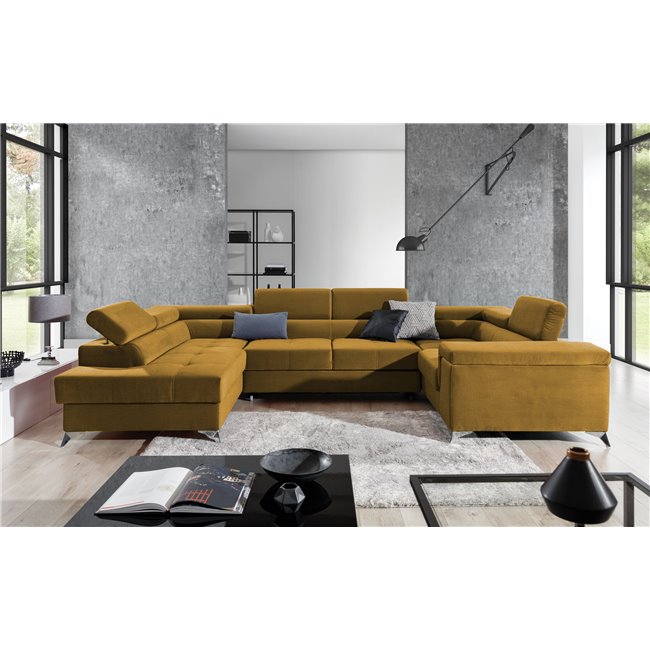 Corner sofa Elago L, Monolith 48, yellow, H88x208x43