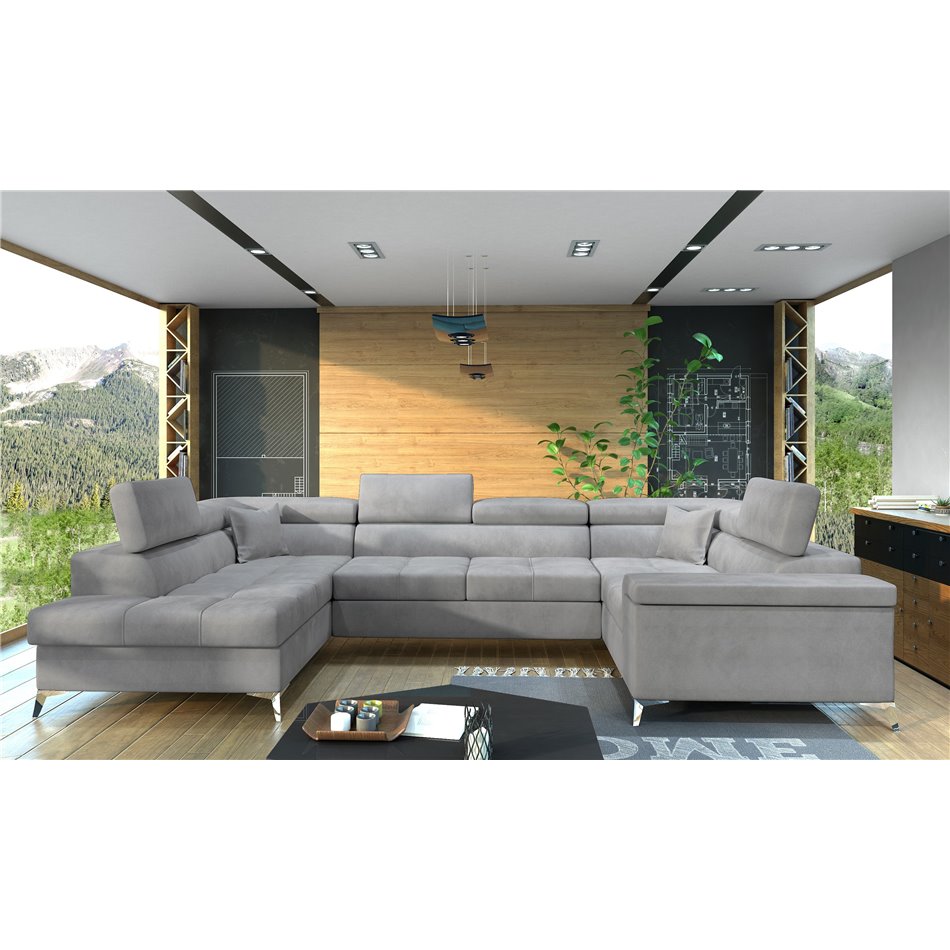 Corner sofa Elago L, Monolith 84, gray, H88x208x43