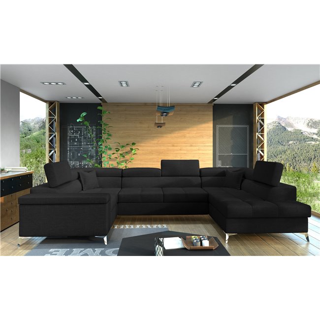 Corner sofa Elago R, Sawana 14, black, H88x208x43