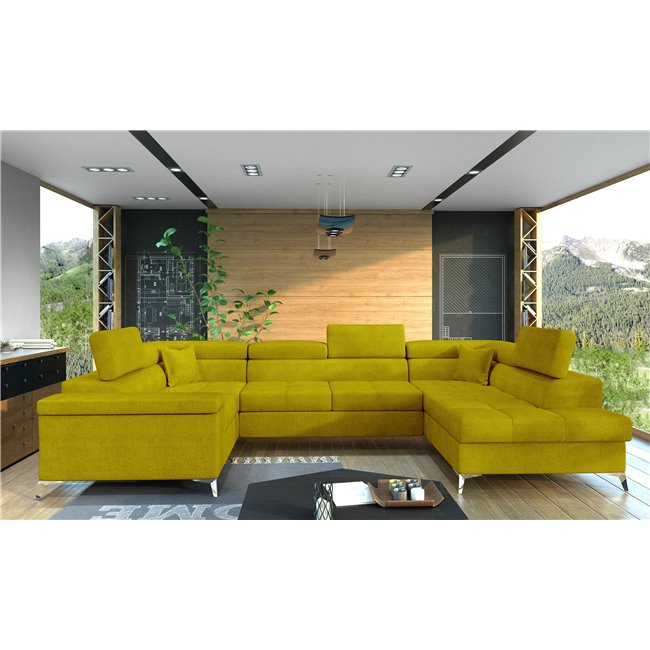 Corner sofa Elago R, Omega 68, yellow, H88x208x43