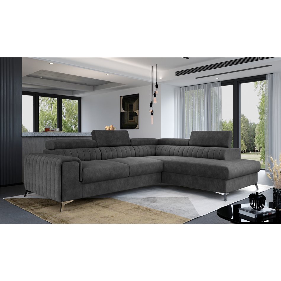 Corner sofa Elaurence R, Dora 96, gray, H92x278x205