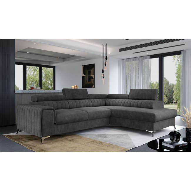 Corner sofa Elaurence R, Dora 96, gray, H92x278x205