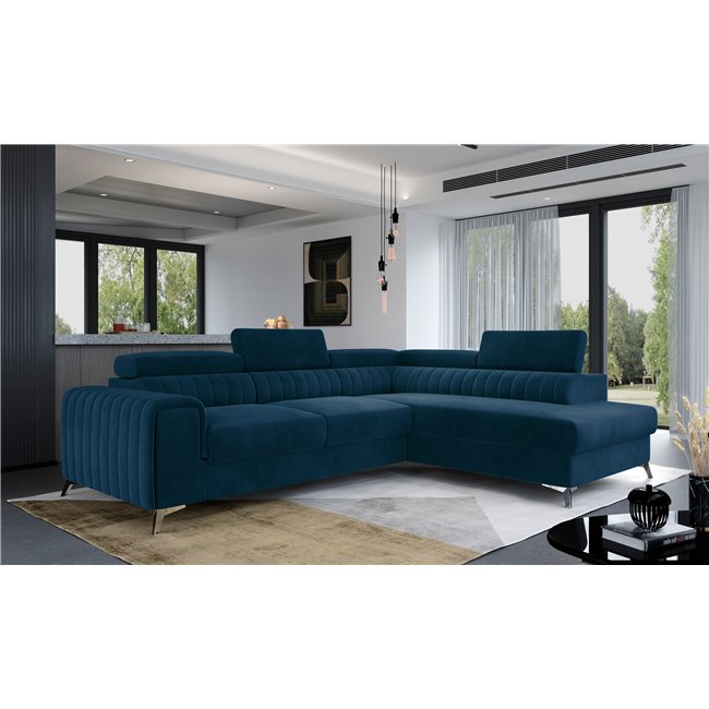 Corner sofa Elaurence R, Monolith 77, blue, H92x278x205