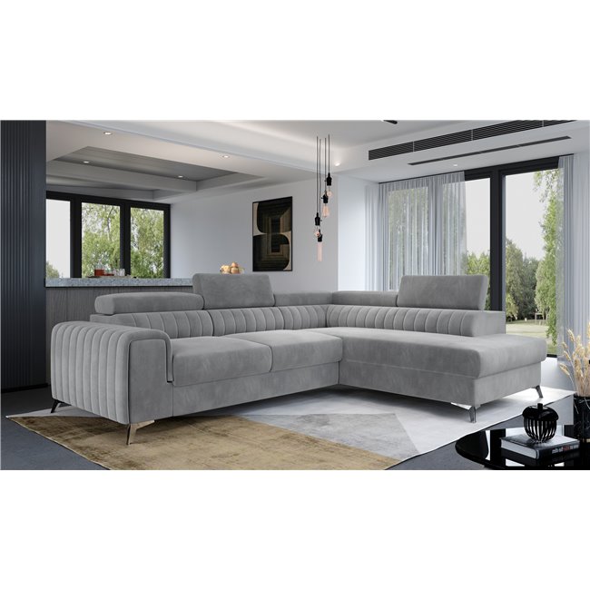 Corner sofa Elaurence R, Monolith 84, gray, H92x278x205