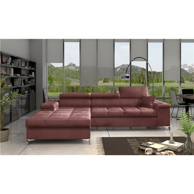 Угловой диван Elcardo L, Monolith 63, розовый, H90x280x60