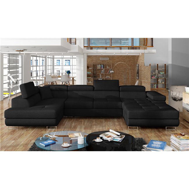 Corner sofa Elcardo L, Sawana 14, black, H90x345x58