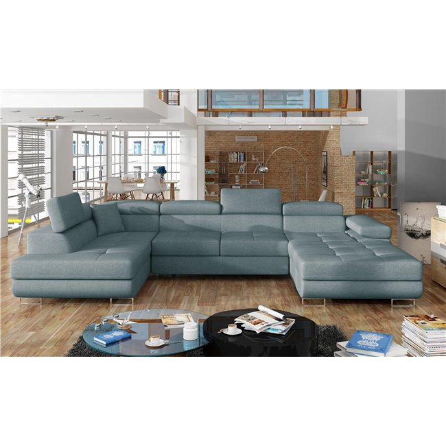 Corner sofa Elcardo L, Cover 70, blue, H90x345x58
