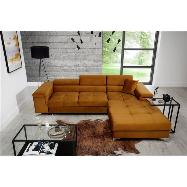 Угловой диван Elcardo R, Monolith 48, желтый, H90x280x205