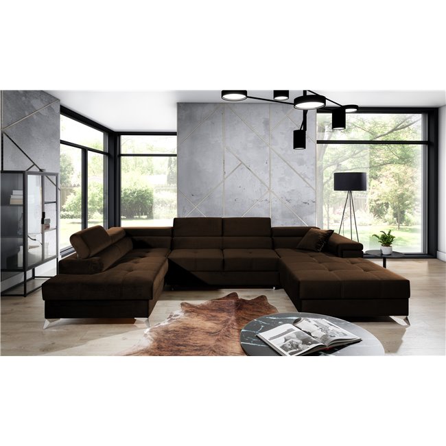 Corner sofa Elduaro L, Kronos 06, brown, H90x345x202