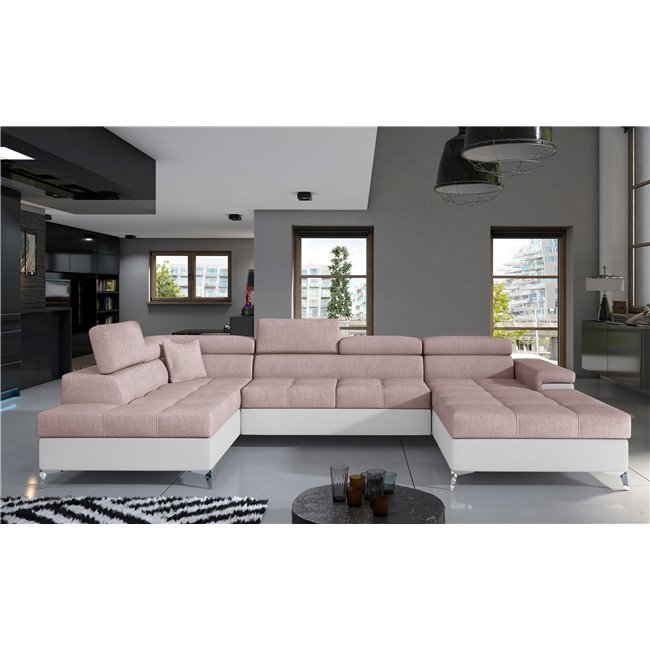 Corner sofa Elduaro L, Omega 91, Soft 17, pink, H90x345x60