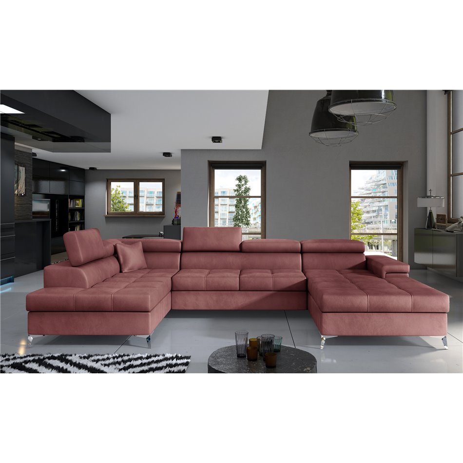 Corner sofa Elduaro L, Monolith 63, pink, H90x345x60