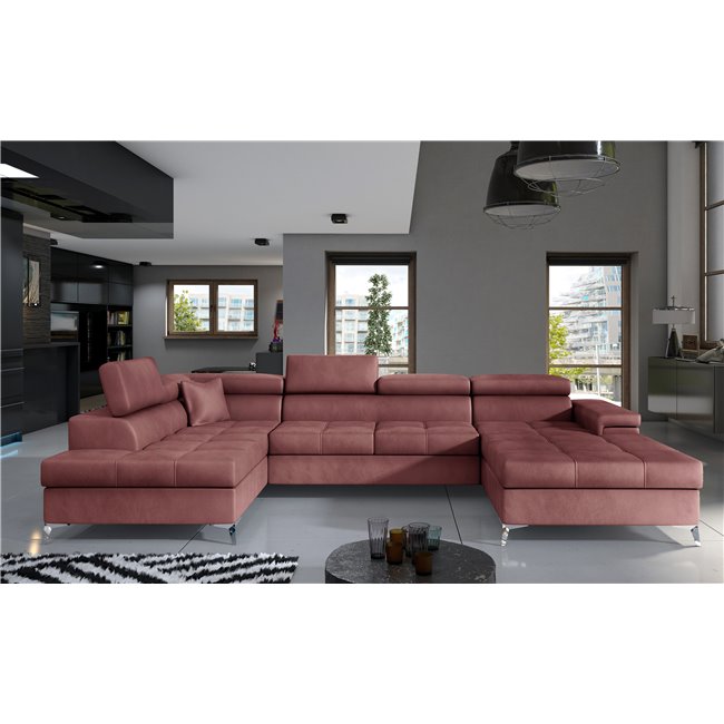Corner sofa Elduaro L, Monolith 63, pink, H90x345x60