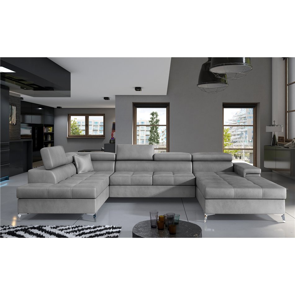Corner sofa Elduaro L, Monolith 84, gray, H90x345x60